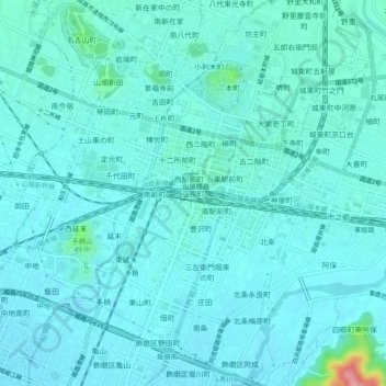 Topografische Karte 豆腐町, Höhe, Relief