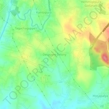 Topografische Karte Devagere Colony, Höhe, Relief
