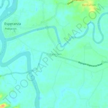 Topografische Karte Piglawigan, Höhe, Relief