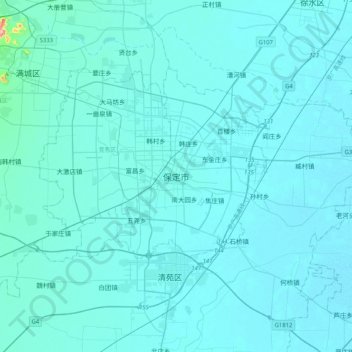 Topografische Karte 保定市, Höhe, Relief