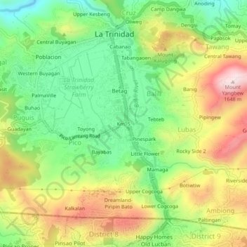 Topografische Karte Km. 5, Höhe, Relief