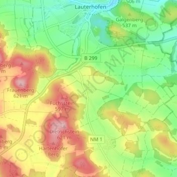 Topografische Karte Hillohe, Höhe, Relief