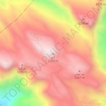 Topografische Karte Kuh-e Genu, Höhe, Relief