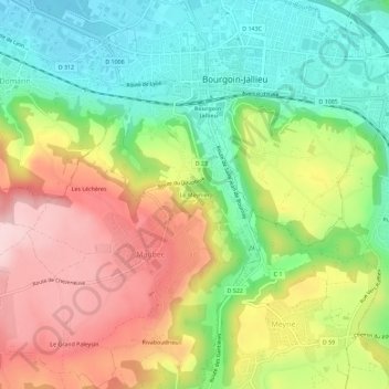 Topografische Karte Le Meynier, Höhe, Relief
