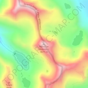 Topografische Karte Rainbow Mountain, Höhe, Relief