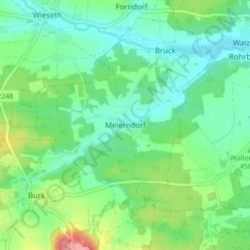 Topografische Karte Meierndorf, Höhe, Relief