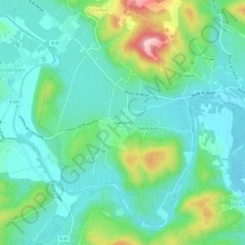 Topografische Karte Saint-Gely, Höhe, Relief