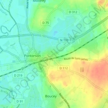 Topografische Karte Caugé, Höhe, Relief