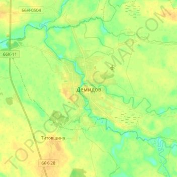 Topografische Karte Демидов, Höhe, Relief
