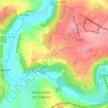 Topografische Karte Monthérand, Höhe, Relief