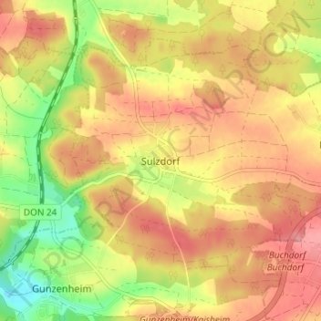 Topografische Karte Sulzdorf, Höhe, Relief