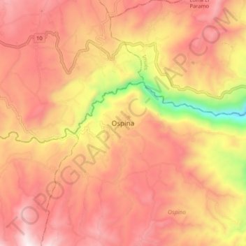Topografische Karte Ospina, Höhe, Relief