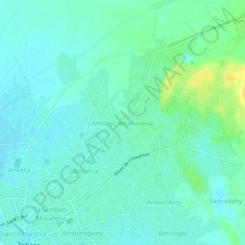 Topografische Karte Mitsinjo Betanimena, Höhe, Relief
