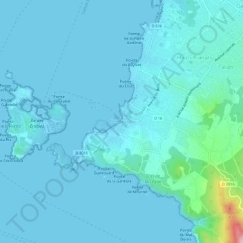 Topografische Karte Le Brusc, Höhe, Relief
