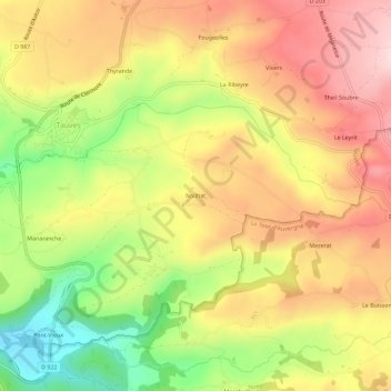 Topografische Karte Noilhat, Höhe, Relief
