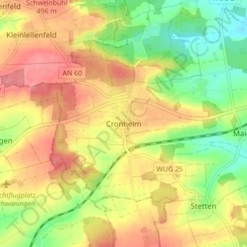 Topografische Karte Cronheim, Höhe, Relief
