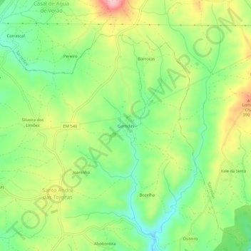 Topografische Karte Garridas, Höhe, Relief