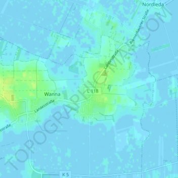 Topografische Karte Osterwanna, Höhe, Relief