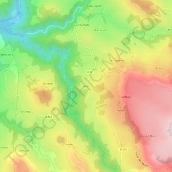 Topografische Karte Alsac, Höhe, Relief