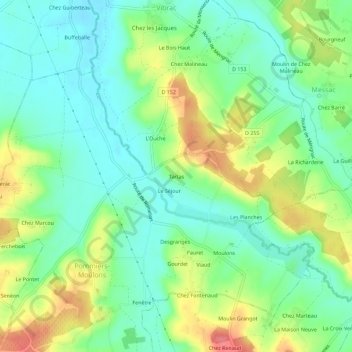 Topografische Karte Tartas, Höhe, Relief