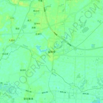 Topografische Karte 延陵镇, Höhe, Relief