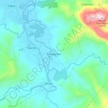 Topografische Karte Pindugangan, Höhe, Relief