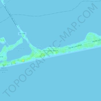 Topografische Karte Pensacola Beach, Höhe, Relief