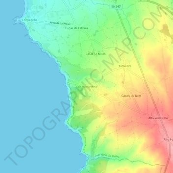 Topografische Karte São Bernardino, Höhe, Relief