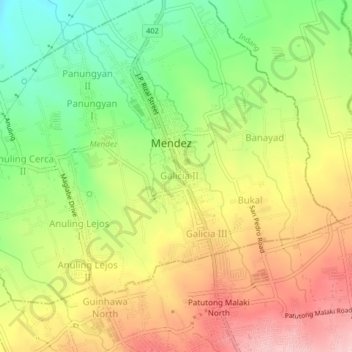Topografische Karte Galicia 2, Höhe, Relief