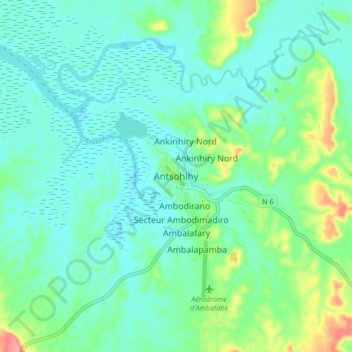 Topografische Karte Antsohihy, Höhe, Relief