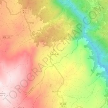 Topografische Karte Fonte Fria, Höhe, Relief