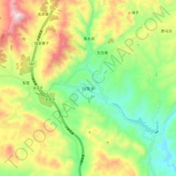 Topografische Karte 兴发乡, Höhe, Relief