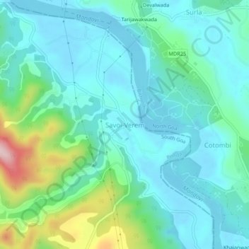 Topografische Karte Savoi-Verem, Höhe, Relief