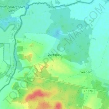 Topografische Karte Darsekau, Höhe, Relief