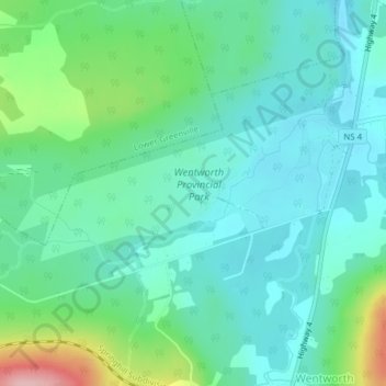 Topografische Karte Wentworth Provincial Park, Höhe, Relief