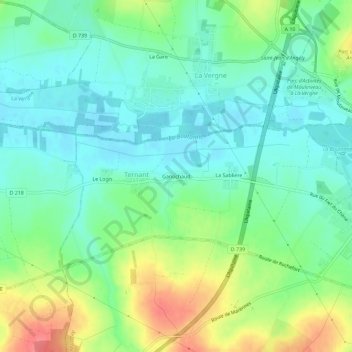 Topografische Karte Ganochaud, Höhe, Relief