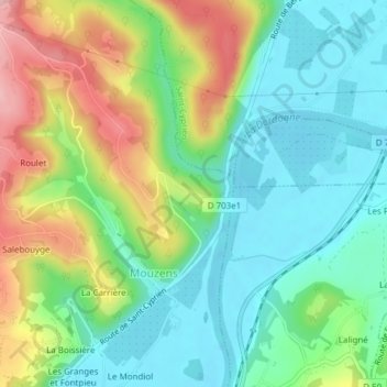 Topografische Karte Château de Monsec, Höhe, Relief