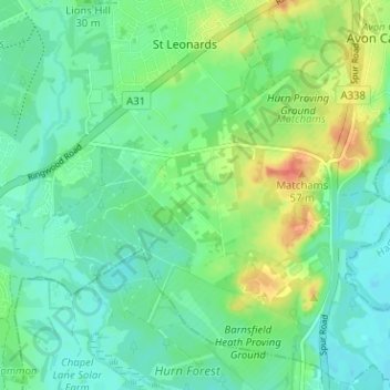 Topografische Karte Grange Estate, Höhe, Relief