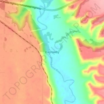 Topografische Karte Harrowby, Höhe, Relief