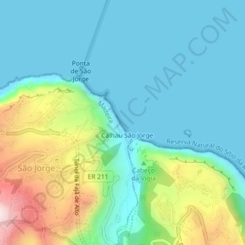 Topografische Karte Praia de S. Jorge, Höhe, Relief