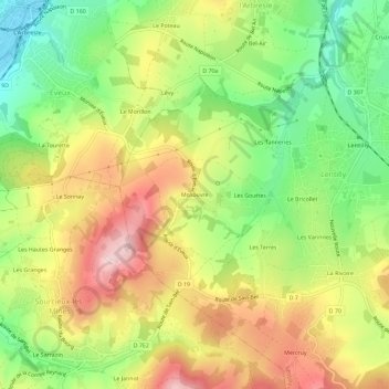 Topografische Karte Mosouvre, Höhe, Relief