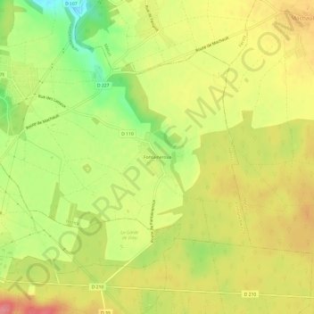 Topografische Karte Fontaineroux, Höhe, Relief