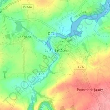 Topografische Karte Chef du Pont, Höhe, Relief