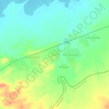 Topografische Karte Shale, Höhe, Relief