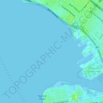 Topografische Karte Gravesend Bay, Höhe, Relief