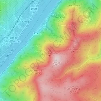 Topografische Karte Kienstockspitze, Höhe, Relief