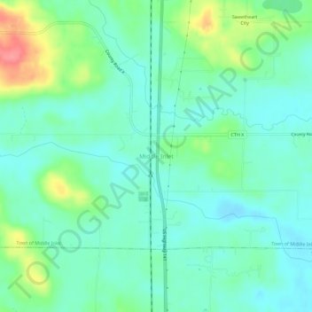 Topografische Karte Middle Inlet, Höhe, Relief