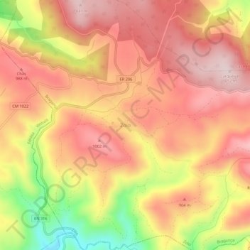 Topografische Karte Zoio, Höhe, Relief