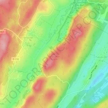 Topografische Karte Le Duchet, Höhe, Relief