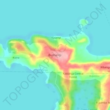 Topografische Karte Bumangi, Höhe, Relief